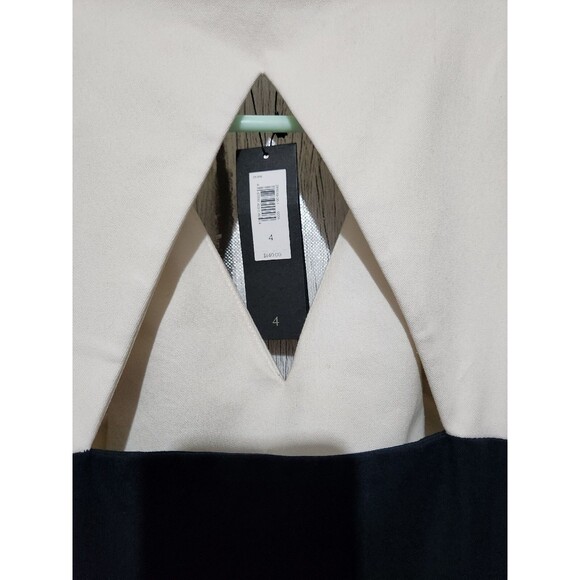 New Banana Republic Sloan Dress 4 Navy Colorblock Cutout Sheath V-Neck Old Money - Picture 12 of 14